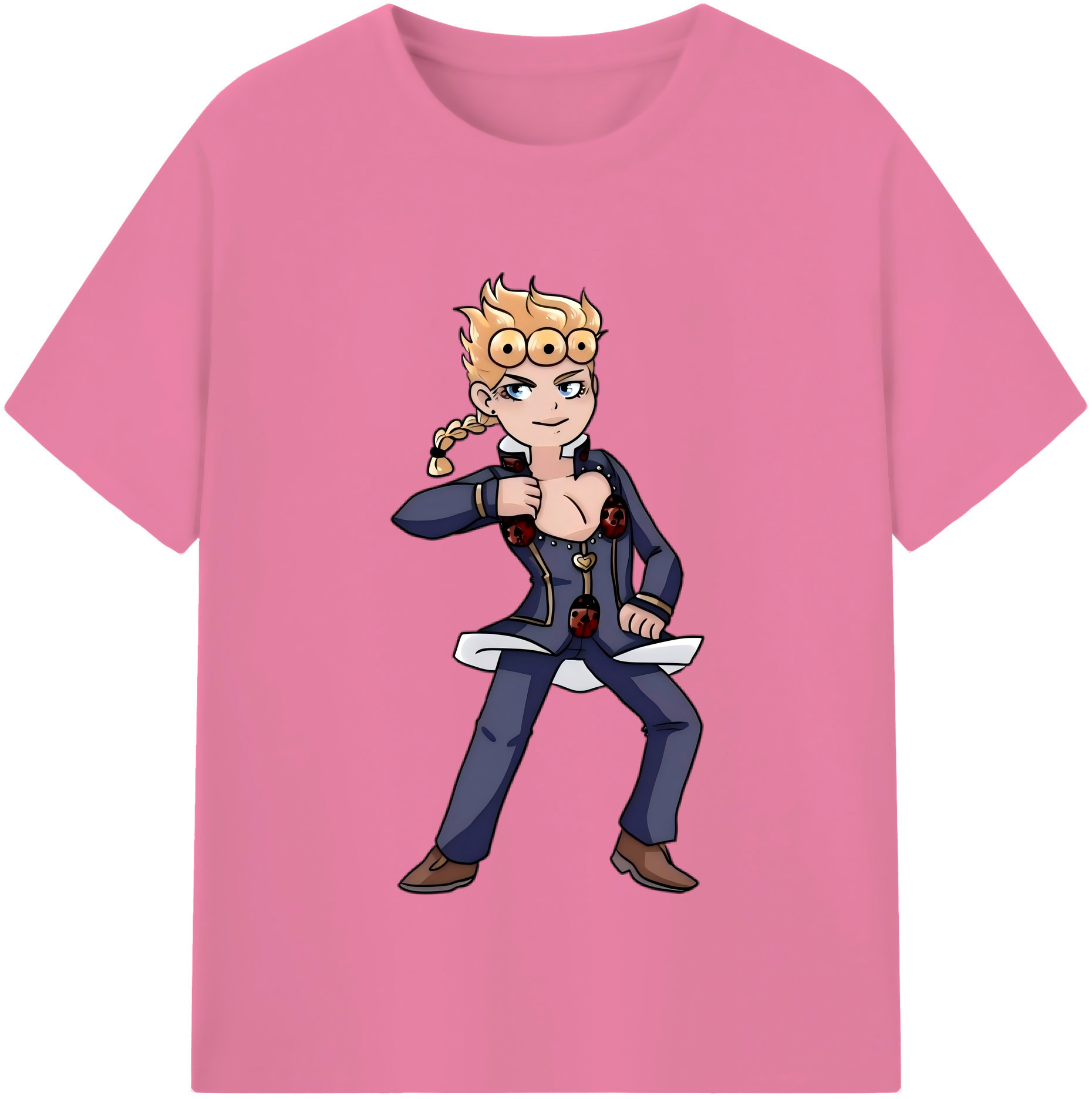 （画像用） ジョジョの奇妙な冒険 ジョルノ?ジョバァーナ JoJo's Bizarre Adventure Giorno Giovanna 綿100％半袖Tシャツ（フロントプリント）